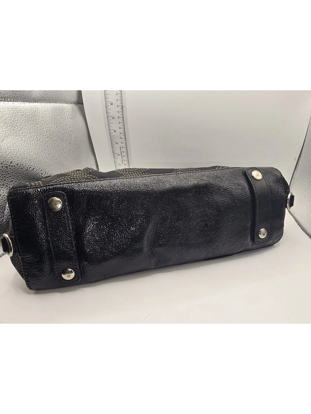 Authentic Coach Ashley Dotted OP Art Satchel Hand Bag Purse F20027 Black